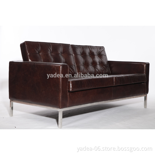 Living room office hotel furniture leather knoll sofa 2 seater